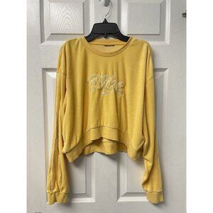 Nike terrycloth cropped embroidered crewneck sweatshirt Yellow Boxy Large